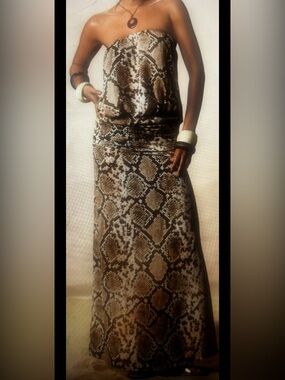 Snake Print strapless Maxi dress -